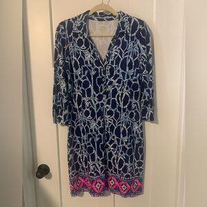 Lilly Pulitzer Navy and Pink Patterned Dress size S